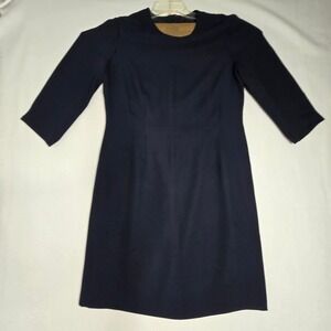 Liz Claiborne Navy Blue Knee Length 3/4 Sleeve Sheath Dress 14 vintage business